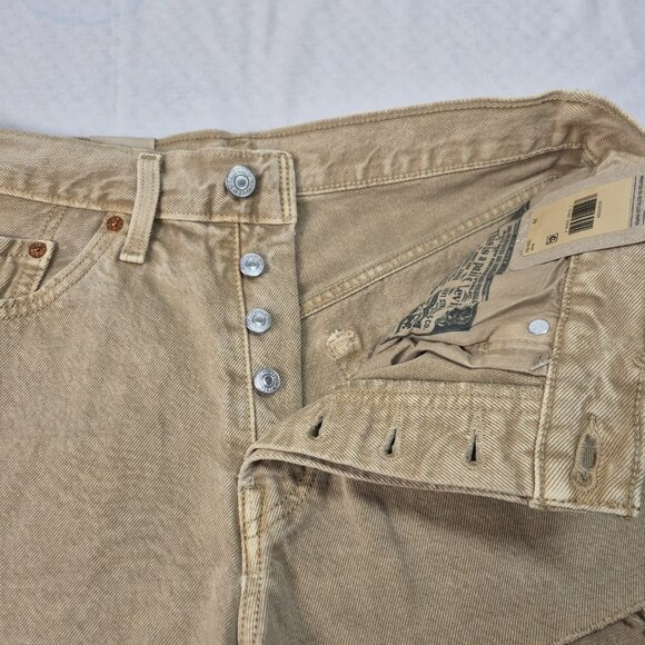 Levi’s 501 Women's Shorts Size 29 High Rise Raw Hem Distressed Light Brown (56) - Picture 4 of 10